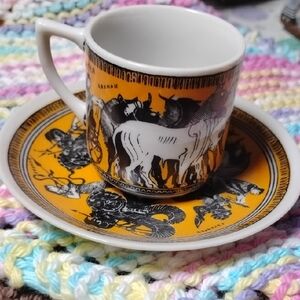 Greek Mythology Hand painted Espresso Cup and Saucer